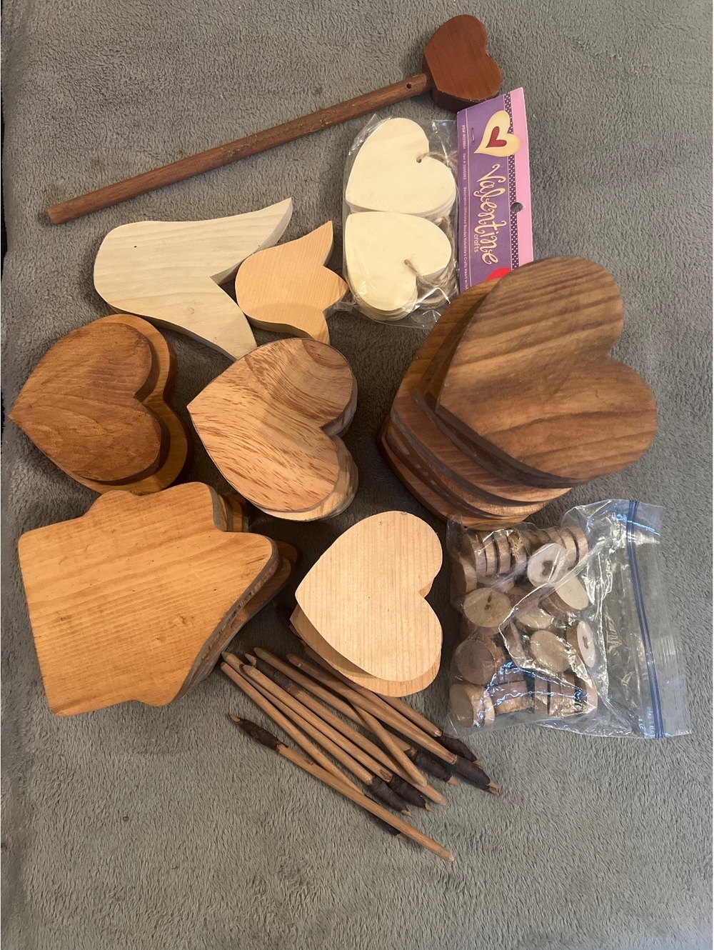 Assorted Wooden Craft Shapes and Sticks Set